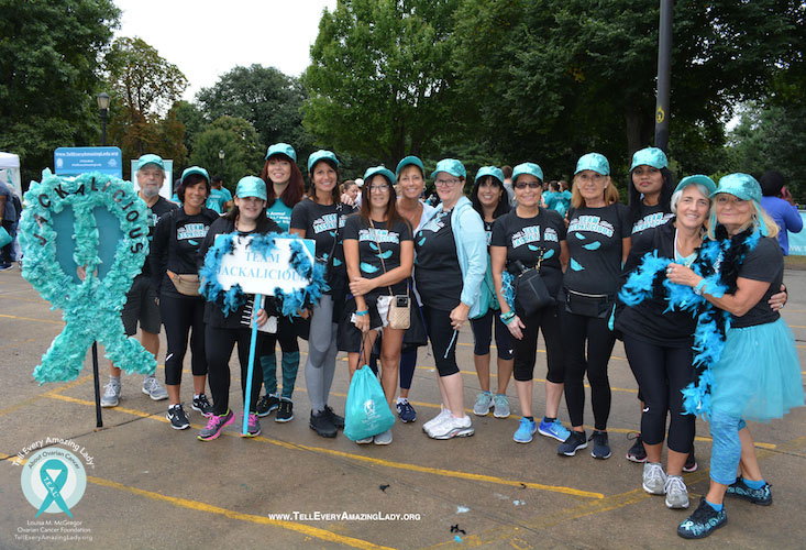 teal walk ovarian cancer run brooklyn group smile happy awareness