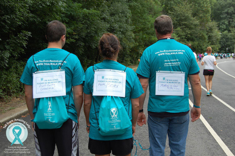 teal walk ovarian cancer runners 5k sign name back group tribute honor memory