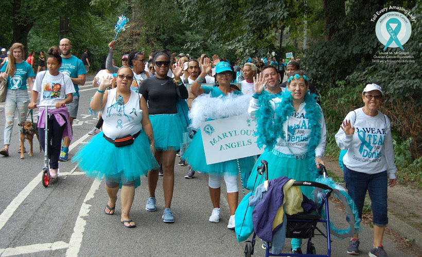 teal walk ovarian cancer run 5k brooklyn walkers runners group team awareness support happy smile