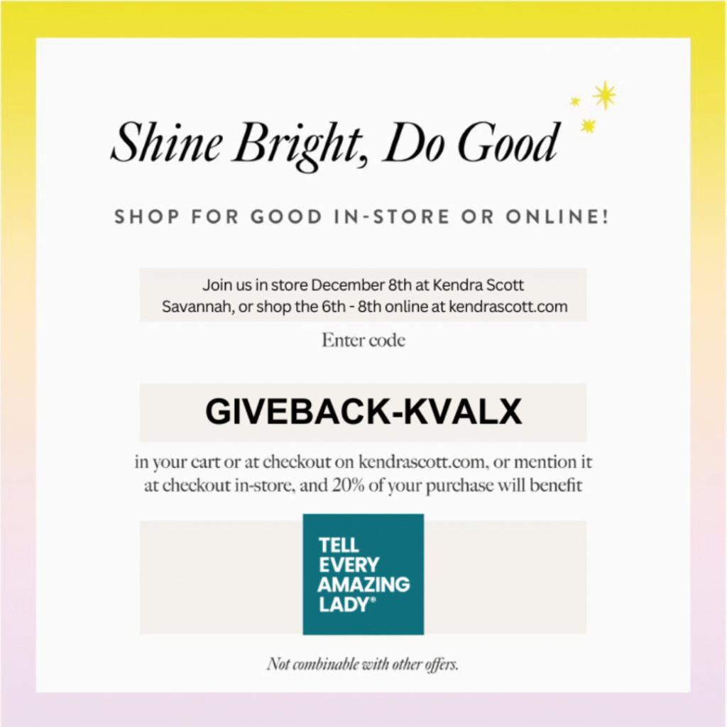december kendra scott fundraiser 2025 Savannah, Georgia