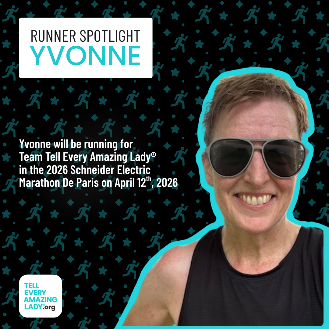 Yvonne running for team Tell Every Amazing Lady in paris marathon