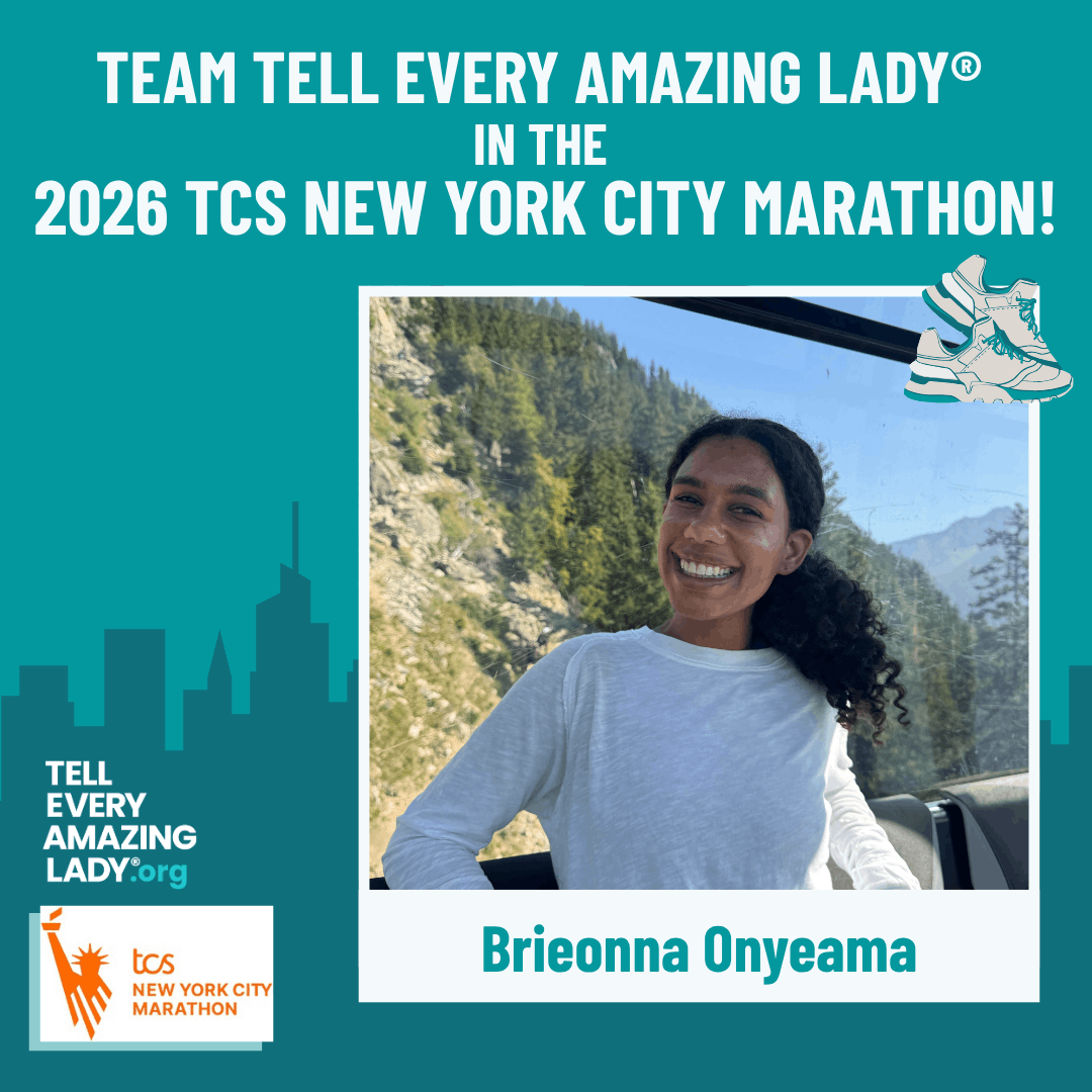 Brie running for team tell every amazing lady® for the 2026 nyc marathon